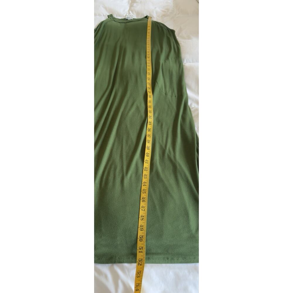 J JILL Olive Green Stretch Slub Jersey Knit High Neck Long Maxi Dress Pockets XL - Picture 10 of 10